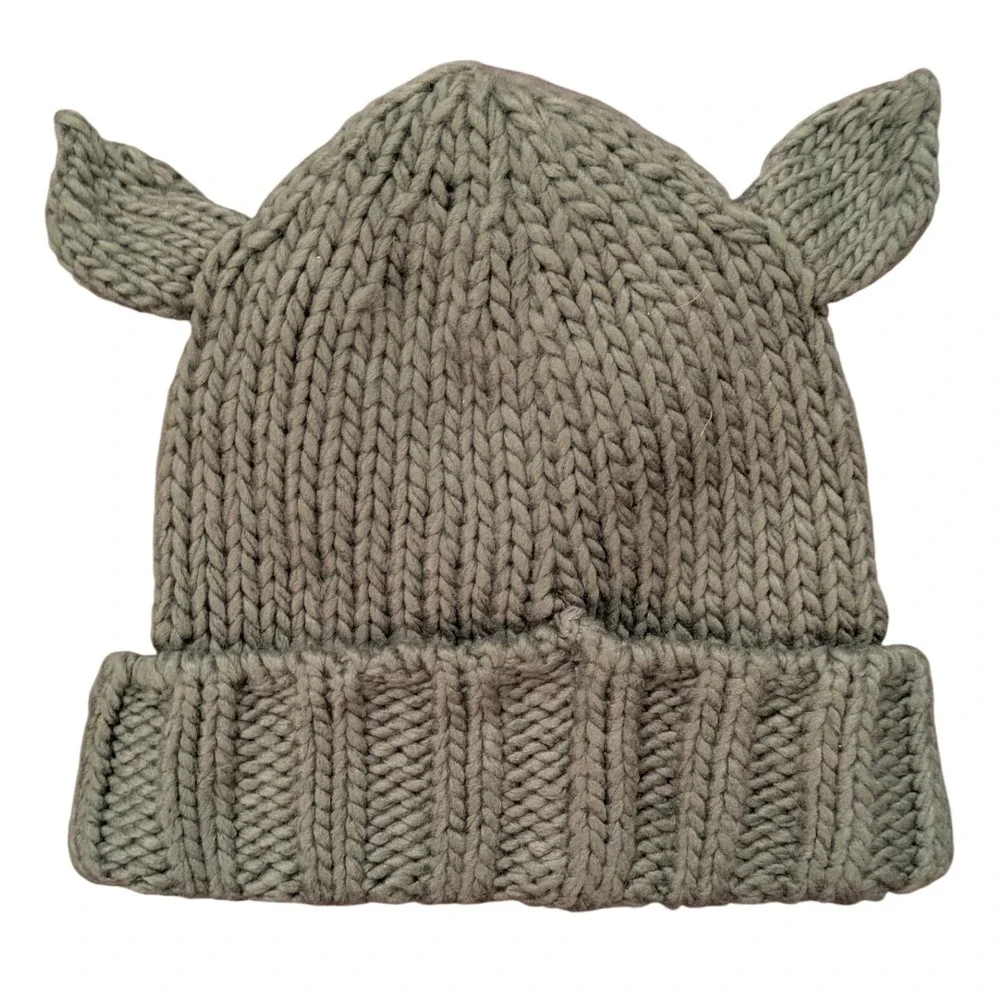 Star Wars Yoda Grogu‎ Hat GAP Kids Olive Green Knit Beanie with Ears Toddler S/M